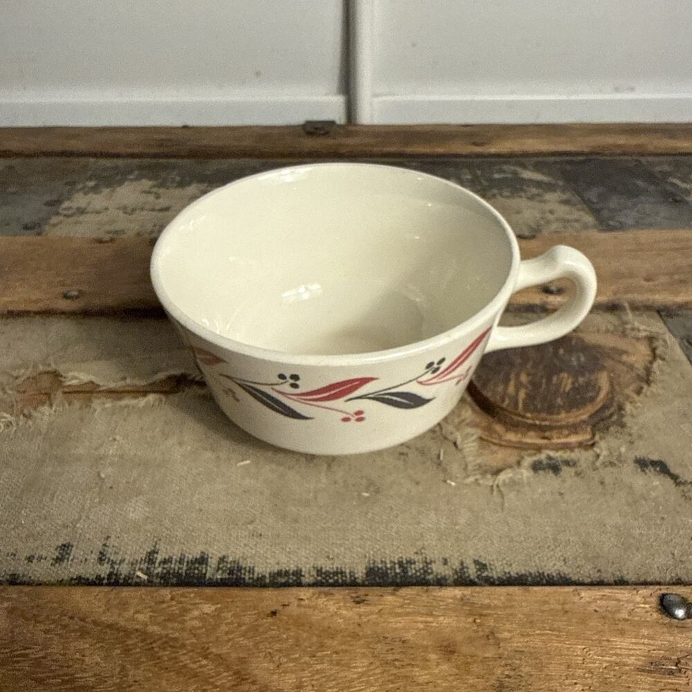 Vintage Homer Laughlin Pink Gray Leaves Teacup Coffee Cup Only